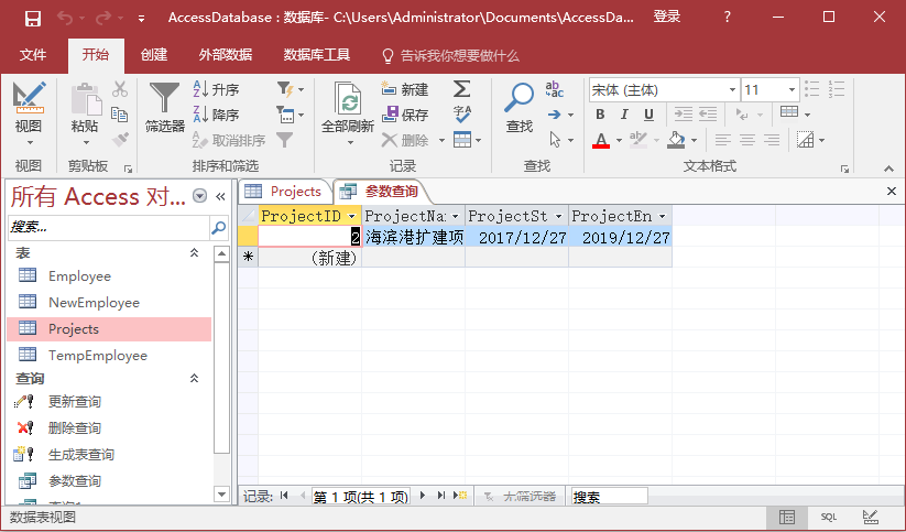 Access参数查询
