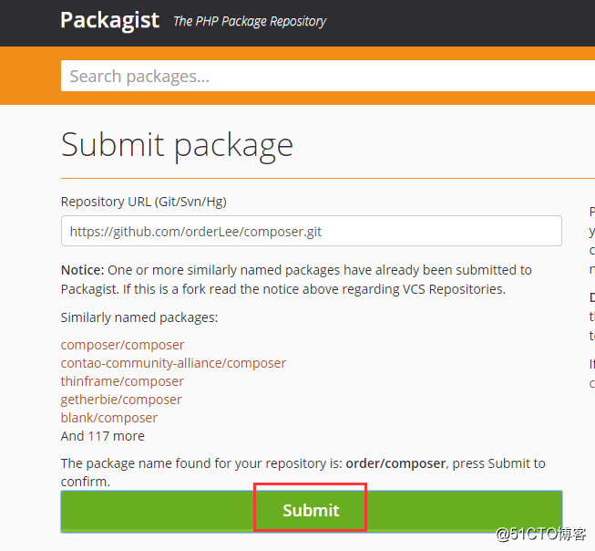 发布包到packagist