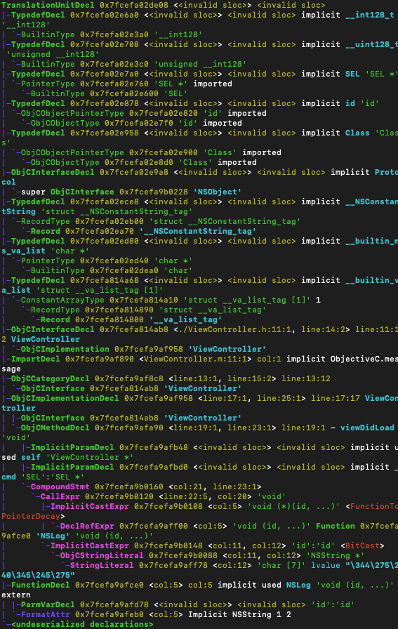 终端输出语法树