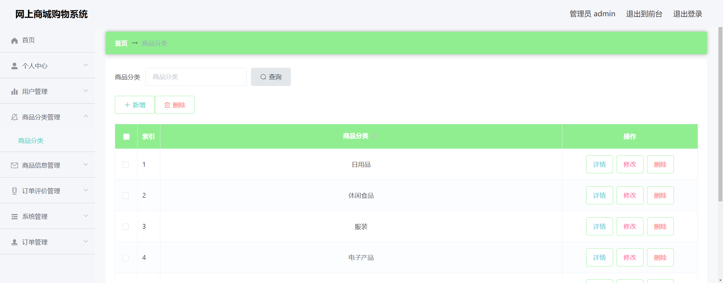 管理员-商品分类管理