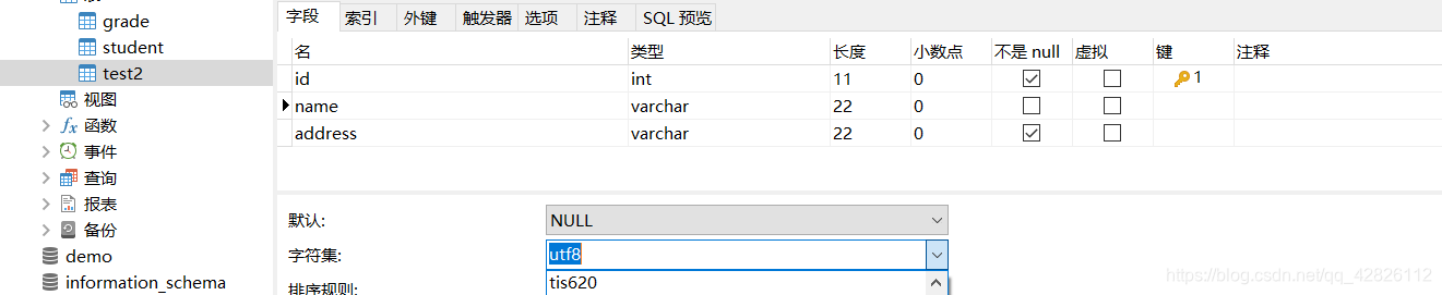 修改表字段字符类型