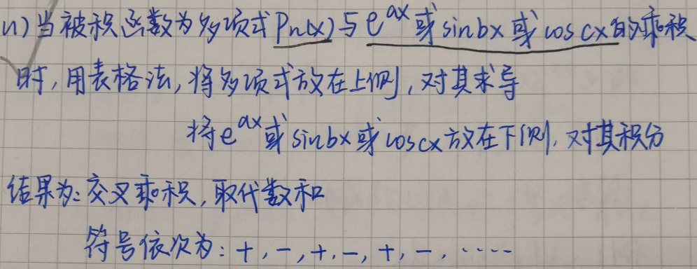 分部积分法的快速运算：表格法