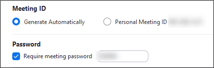 Meeting ID and password options