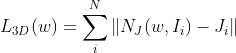 L_{3D}(w)=\sum_i^N\left \| N_J(w,I_i)-J_i \right \|