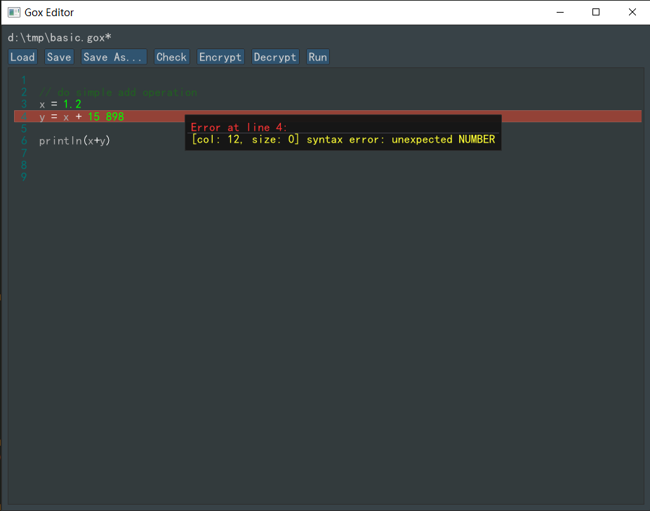 Gox语言内置的代码编辑器