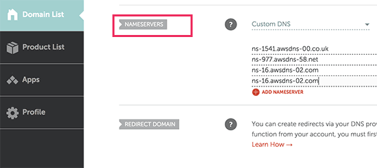 Add DNS nameservers