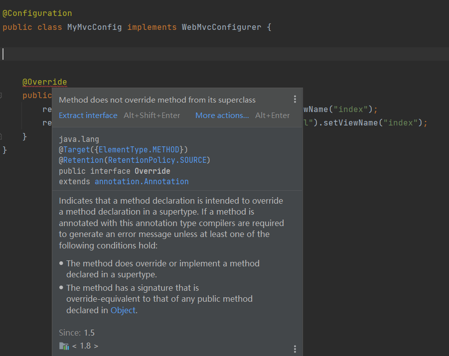 IDEA中@Override出现Method does not override method from its superclass错误 ...