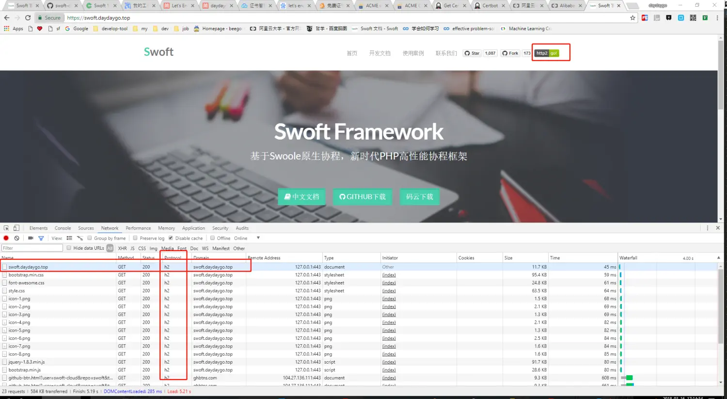 swoft 官网: 全站 HTTP2