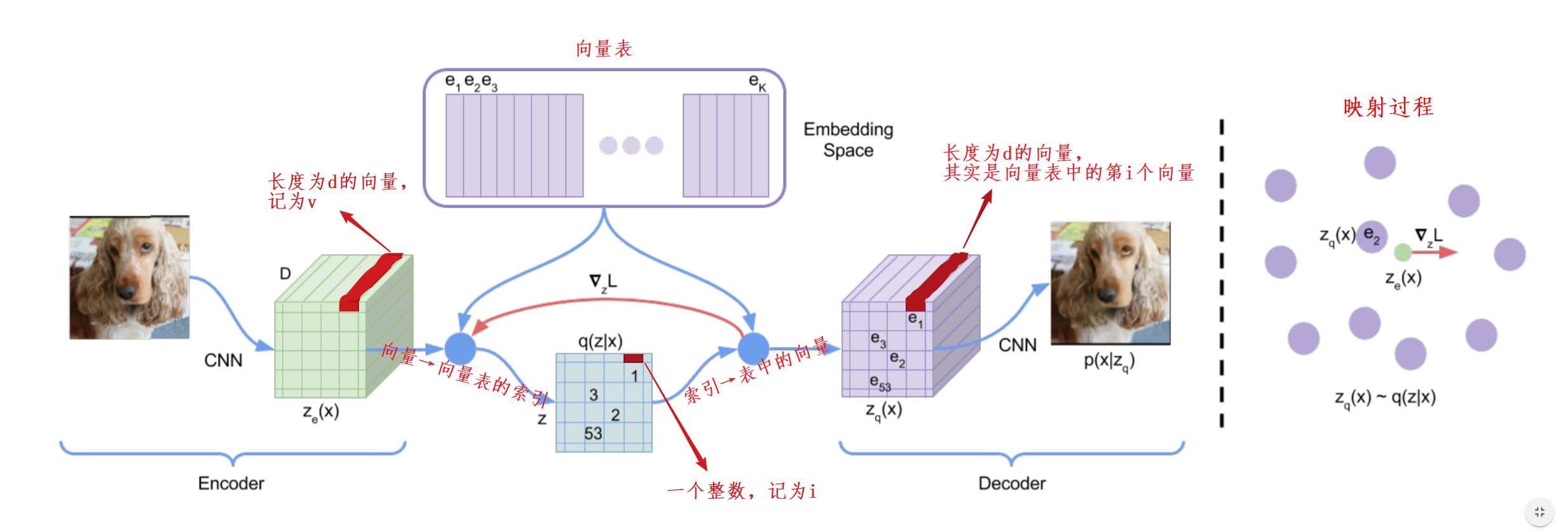 vq-vae模型图，来自《Neural Discrete Representation Learning》