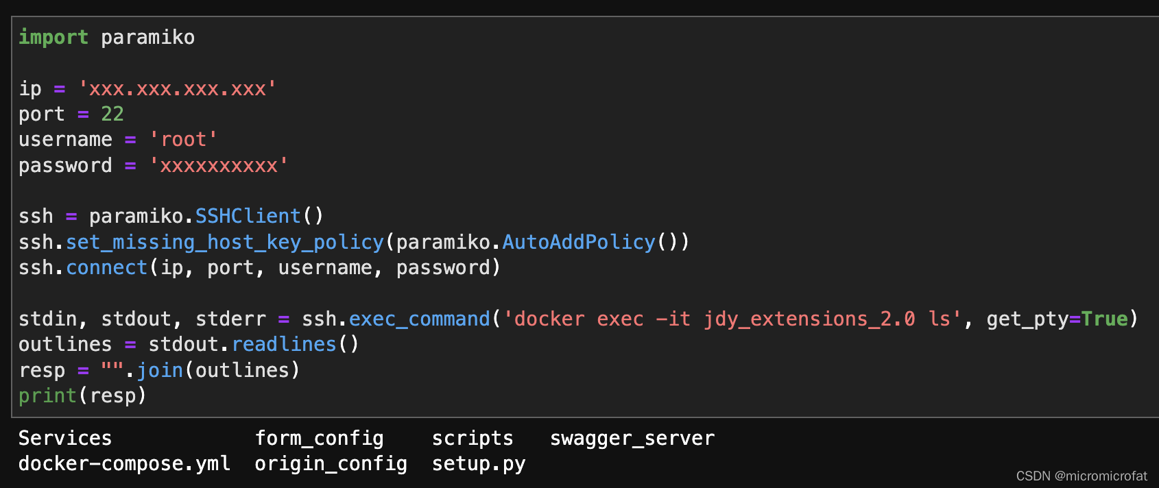 【Py】Python ssh登录服务器并执行容器内的命令并返回结果_ssh get pty-CSDN博客