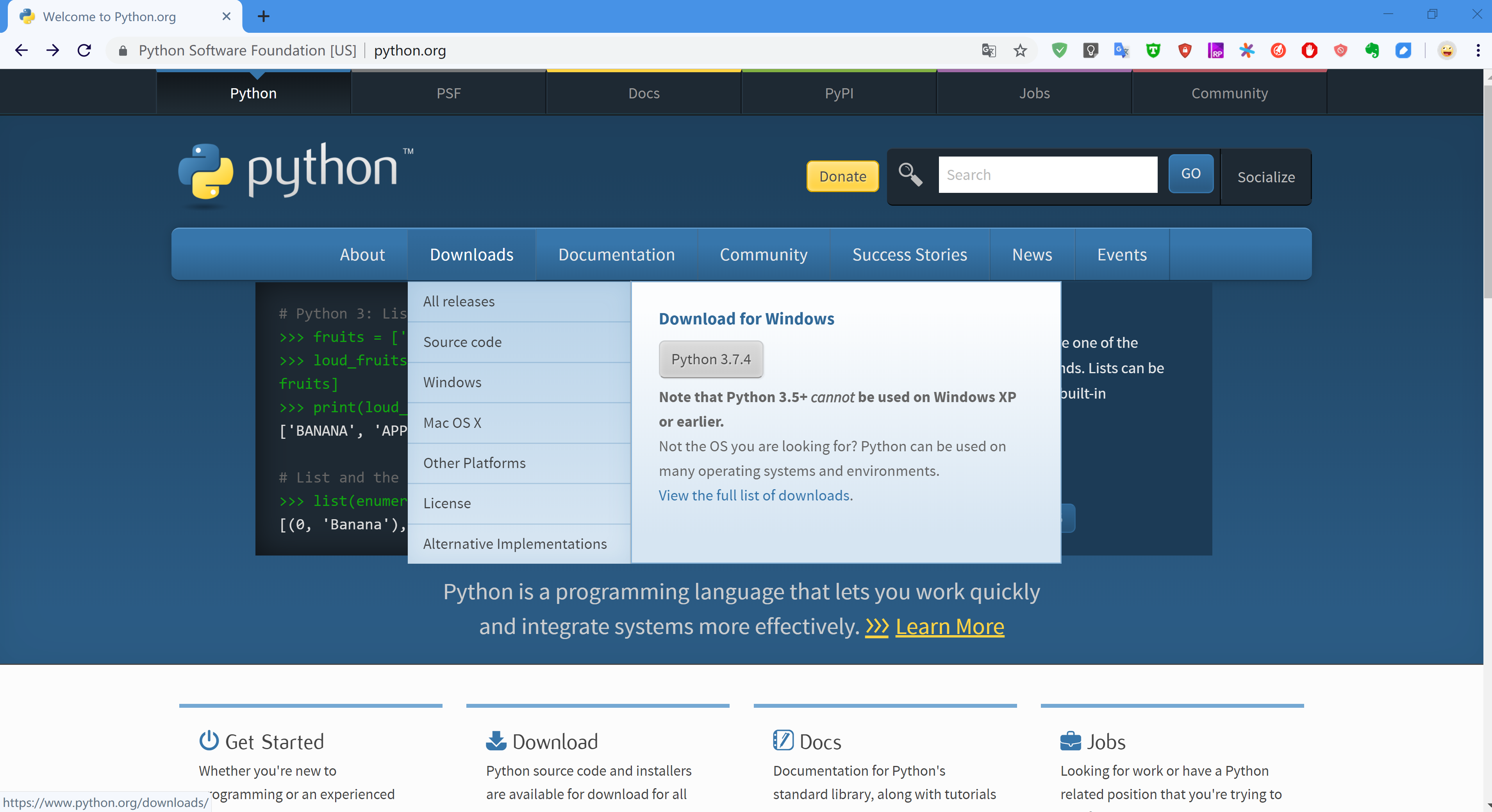 Python官网 Python官网