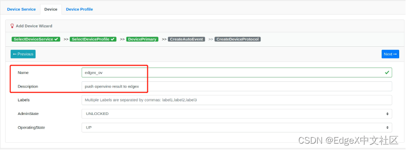 图1-18 填写“Name”和“Description”