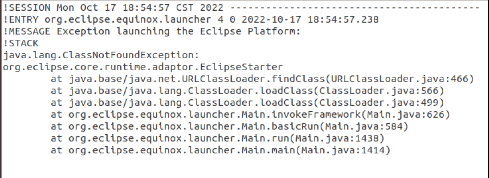 ubuntu用软件中心安装的eclipse启动异常(java.lang.ClassNotFoundException: org.eclipse ...