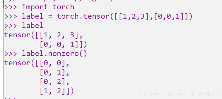 pytorch中的nonzero()