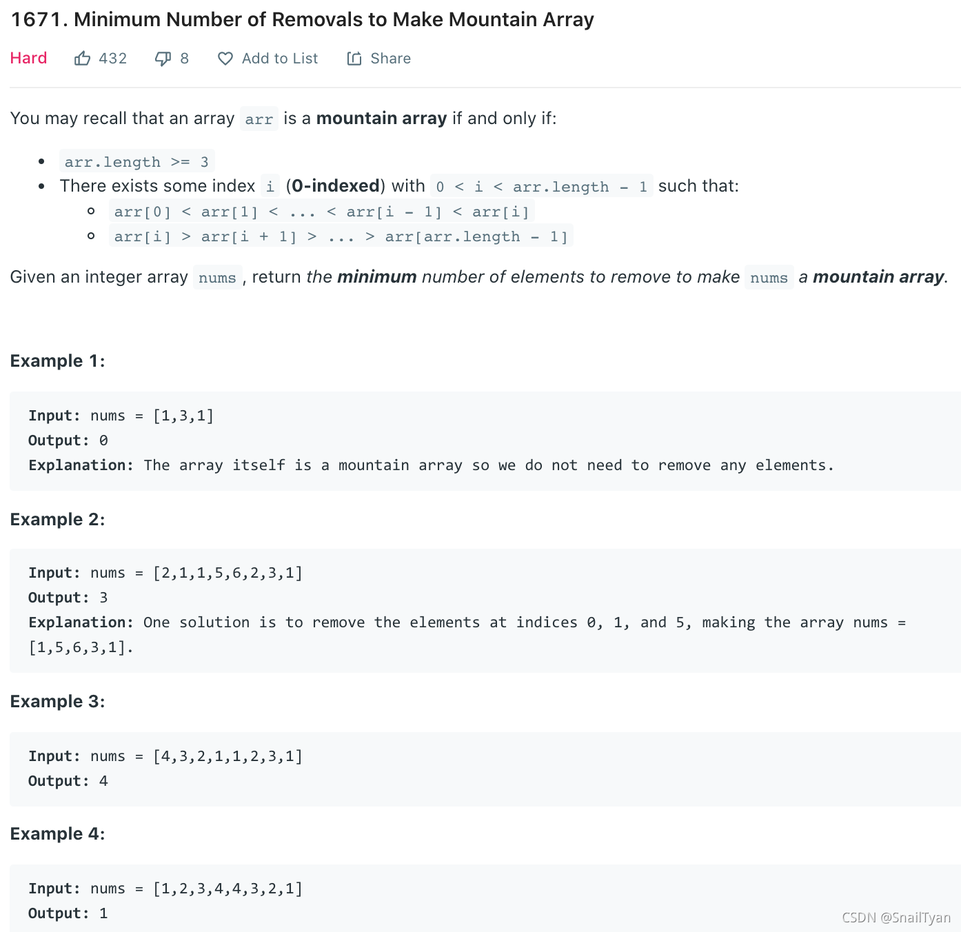 Minimum Number of Removals to Make Mountain Array