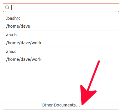 file open menu in gedit