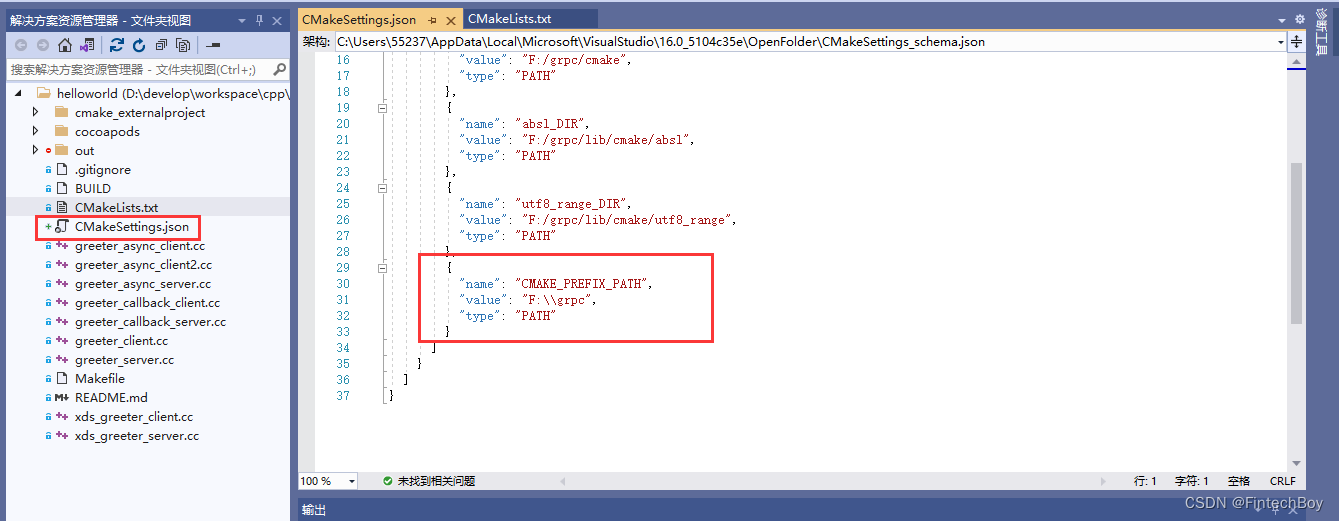 CMakeSettings.json文件编辑