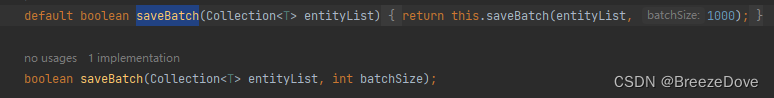 IService提供的saveBatch