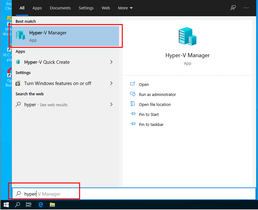 Open Hyper-V Manager GUI From Start Menu