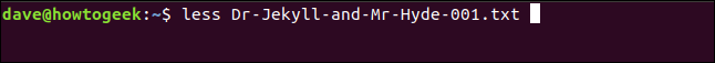 less Dr-Jekyll-and-Mr-Hyde-001.txt in a terminal window