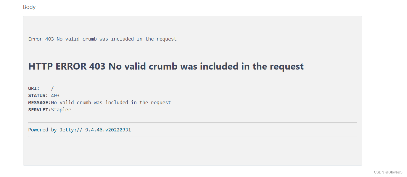 Jenkins报：403 No valid crumb was included in the request_jenkins消息 no