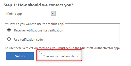 The "Checking activation status" message