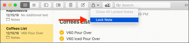 Click the Lock Note button