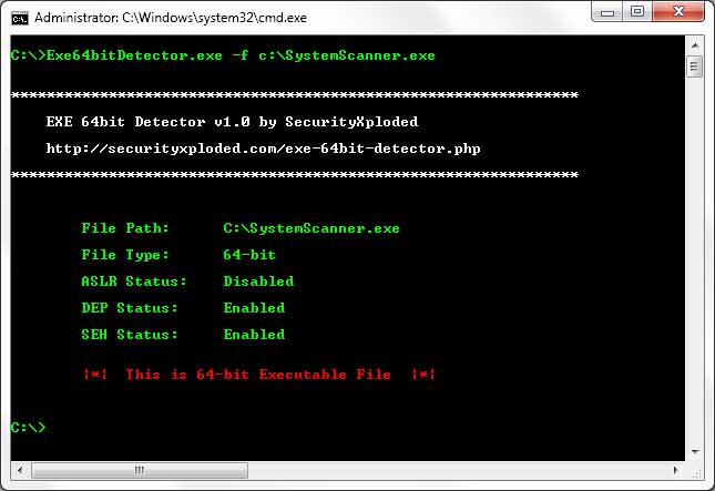 Here is the screenshot of EXE 64bit Detector检测EXE文件是32-bit或64-bit.