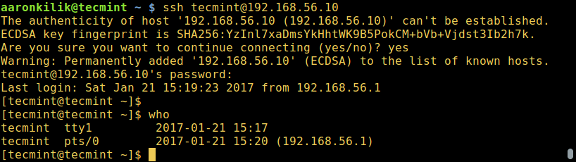 使用 SSH 工具连接客户机