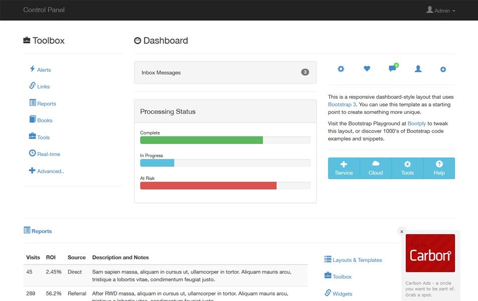 Bootply Bootstrap – snippet 3 Control Panel