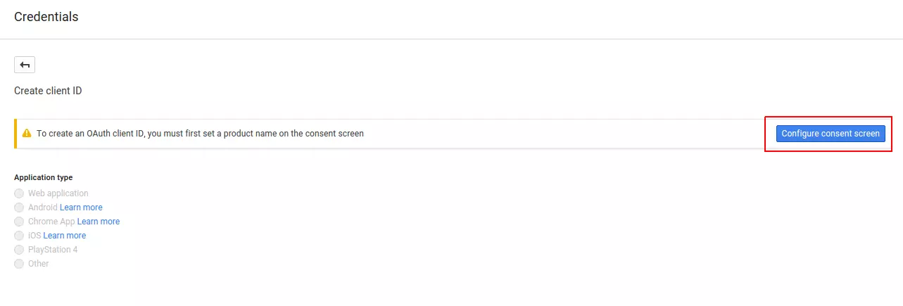 configure consent screen