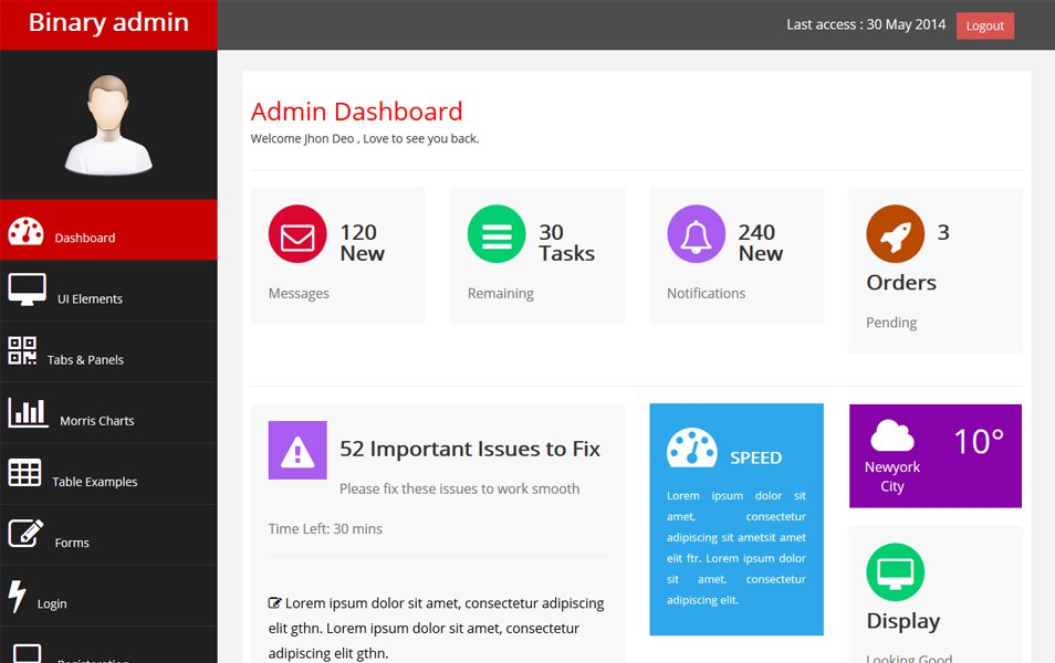 Binary Admin – Bootstrap Free Admin Template
