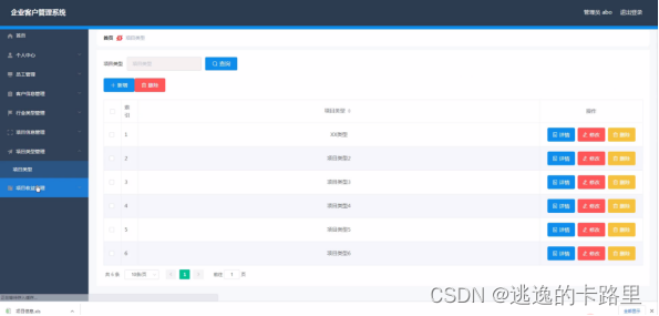 图5-7项目类型管理界面图