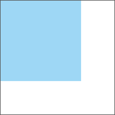 Image showing a blue square in the top left of a larger white squares