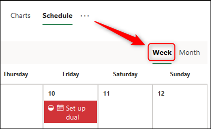 The "Week" option in theSchedule view.