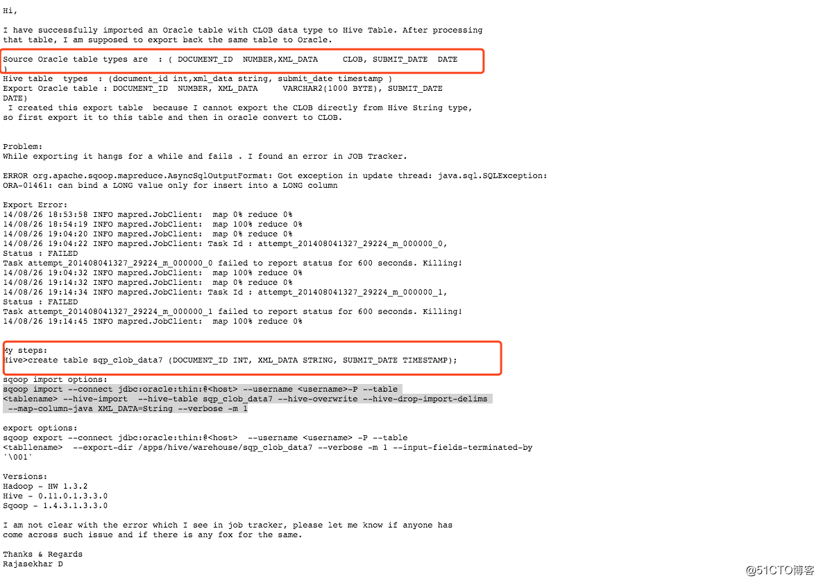 sqoop1.46从oracle导入clob字段到hive