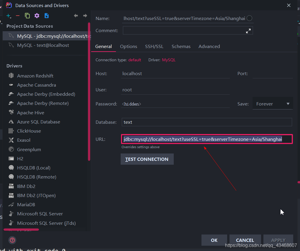 jdbc:mysql://localhost/text?useSSL=true&serverTimezone=Asia/Shanghai