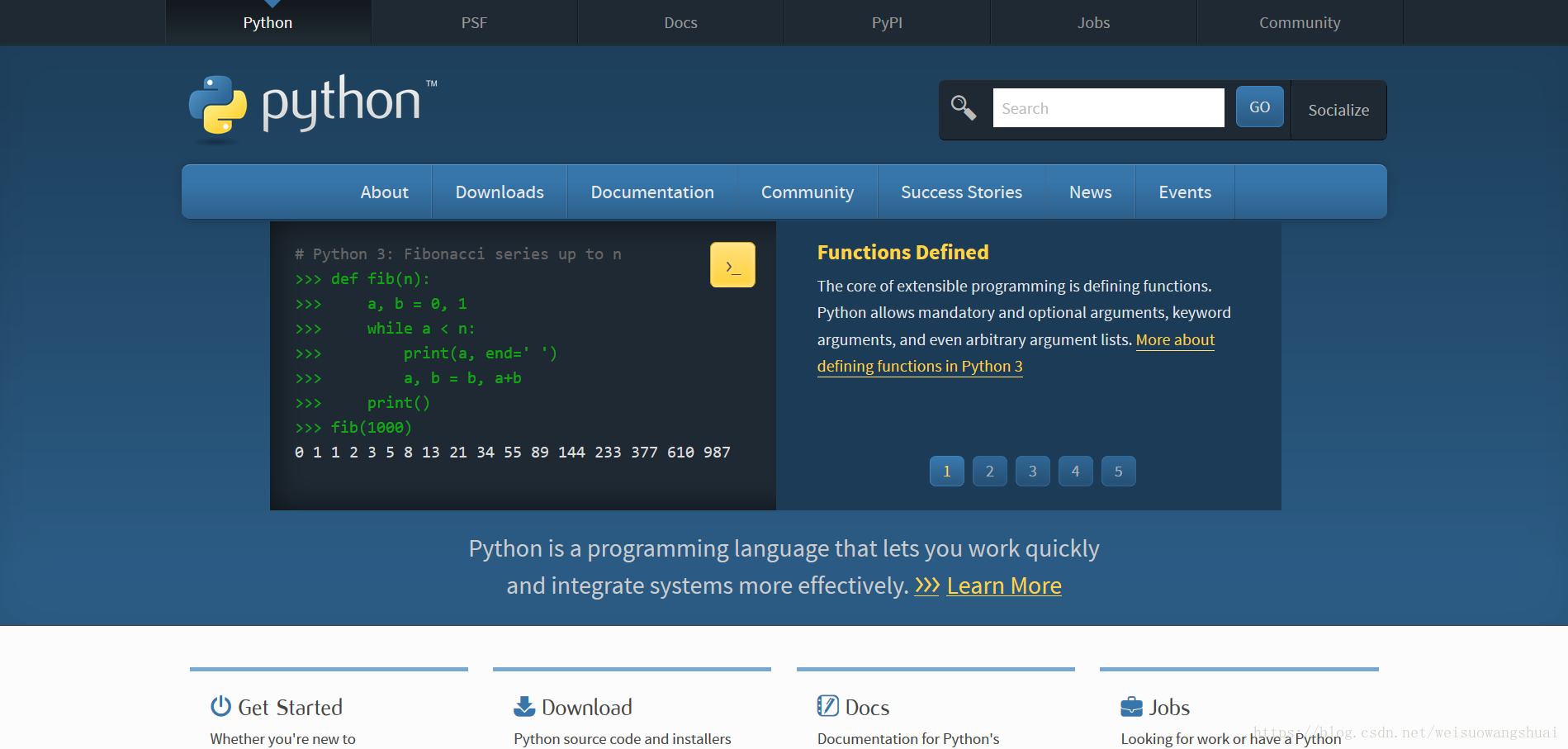 Python官网首页