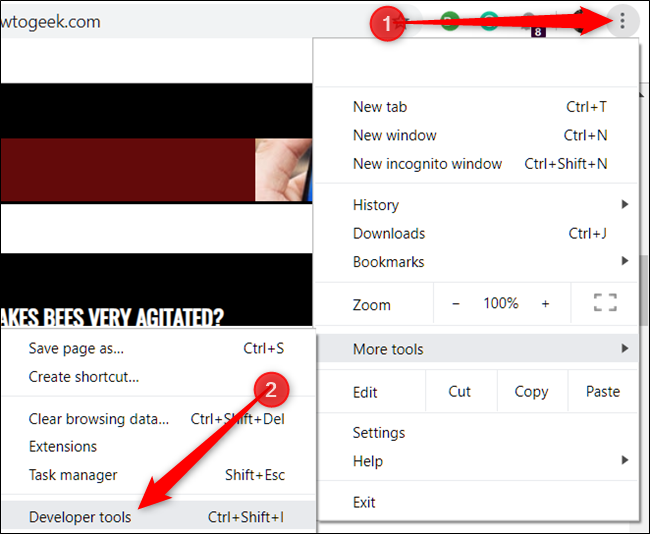Click the three dots, point to More Tools, and then click Developer Tools.