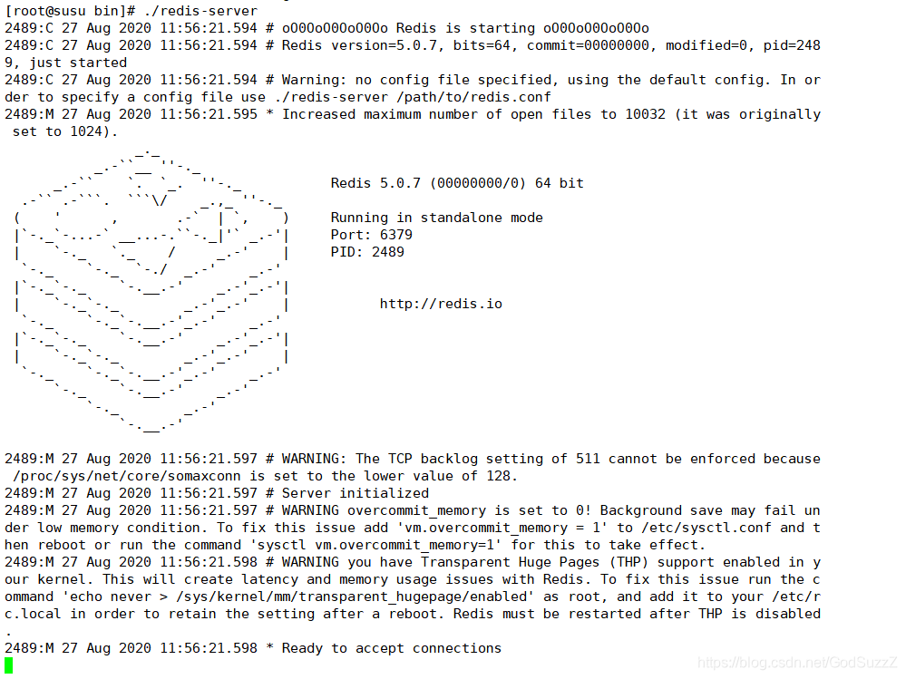 前台启动 redis