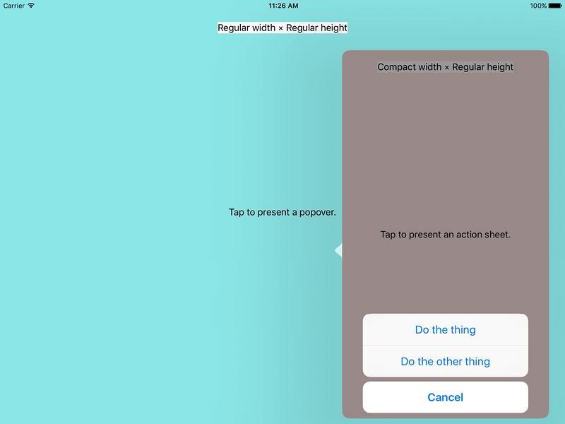 Popover presenting action sheet as sheet