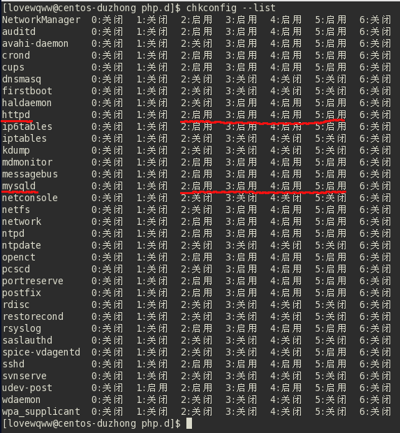 chkconfig --list 查看已有服务和哪些服务是随开机启动的