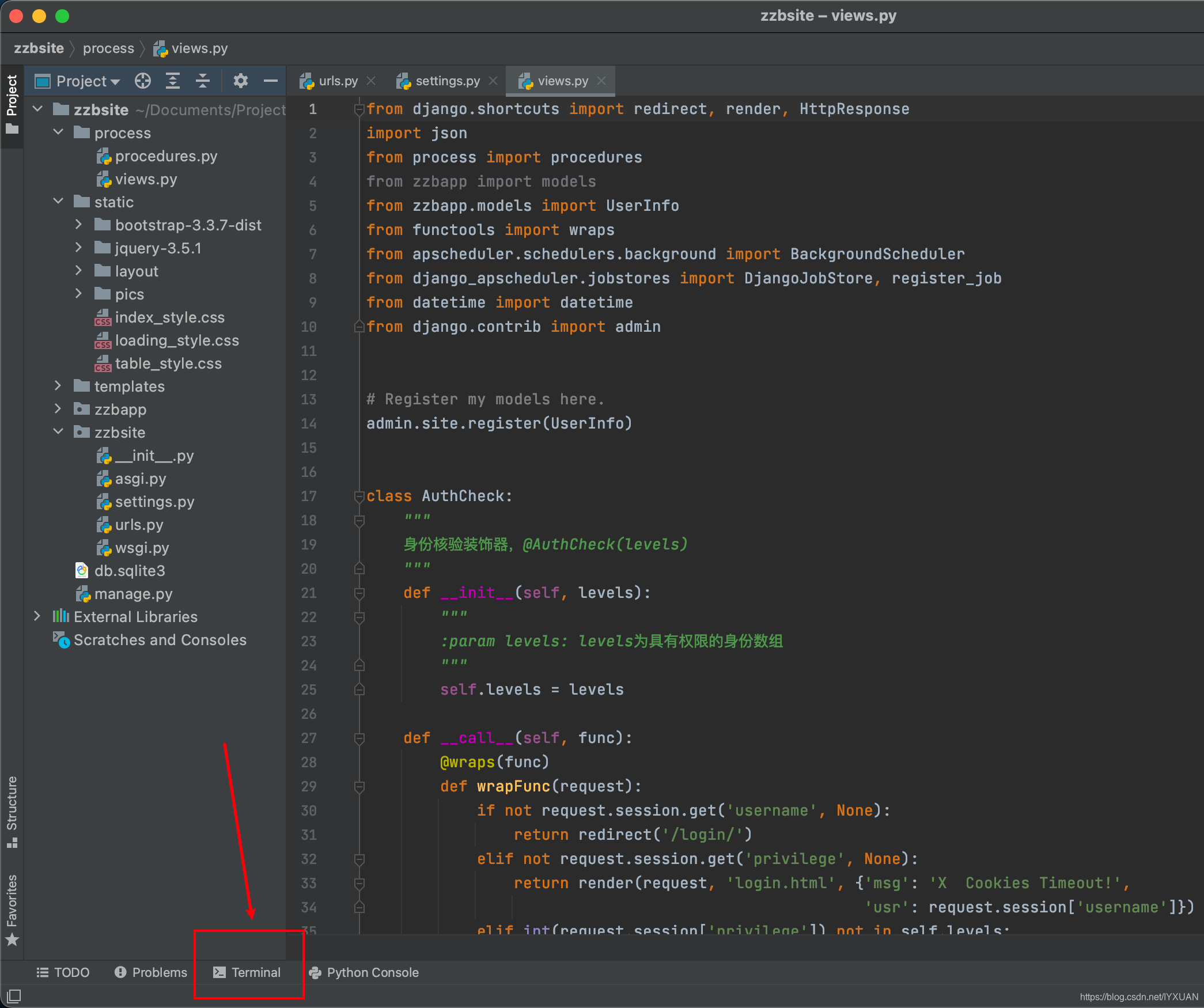 Terminalinpycharm
