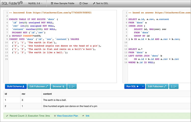 SQL Fiddle编码MySQL和MSSQL在线IDE