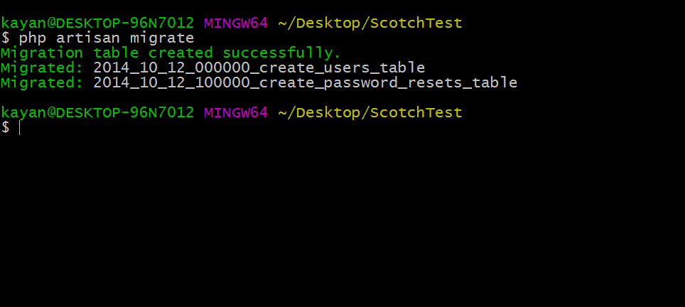 Laravel Artisan Tinker Initial Migration