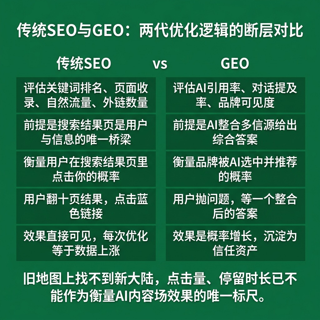 传统SEO与GEO:两代优化逻辑的断层对比