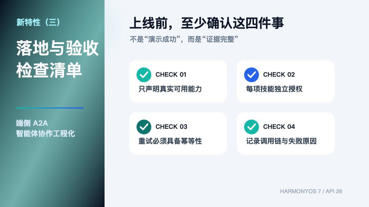 HarmonyOS 7 新特性落地验收清单