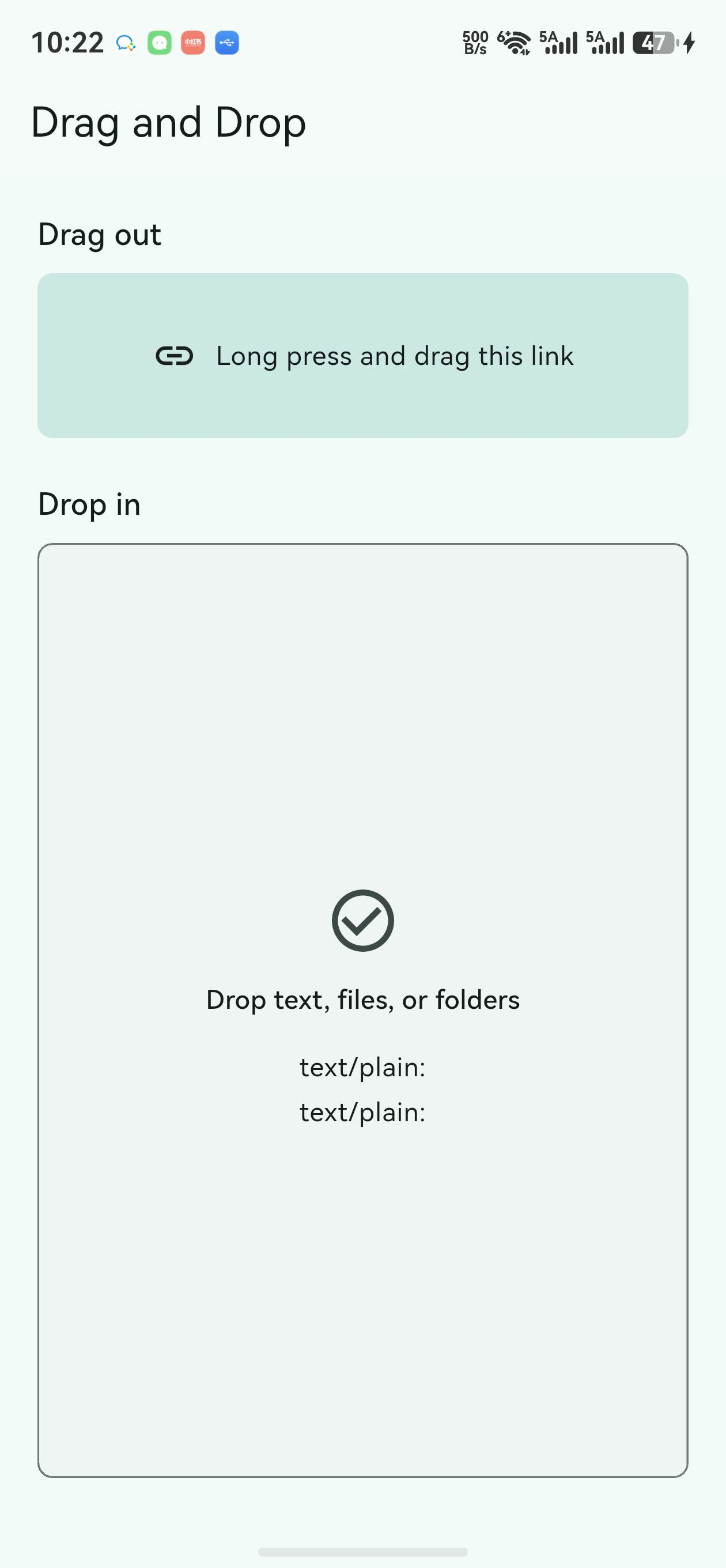 drag_and_drop_flutter 鸿蒙真机：释放后的实际结果