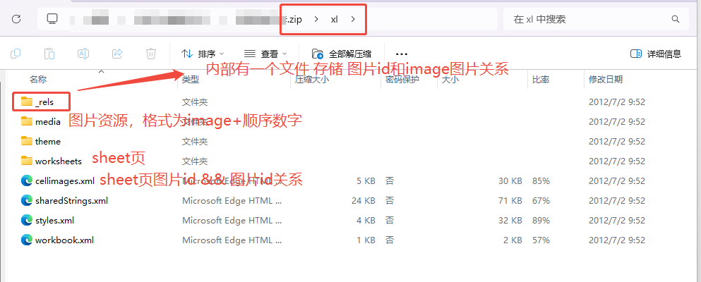 .xlsx文件内部结构