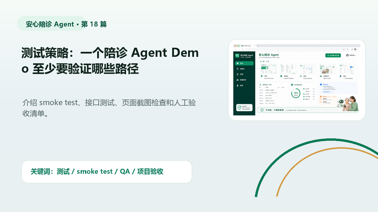 测试策略：一个陪诊 Agent Demo 至少要验证哪些路径 封面